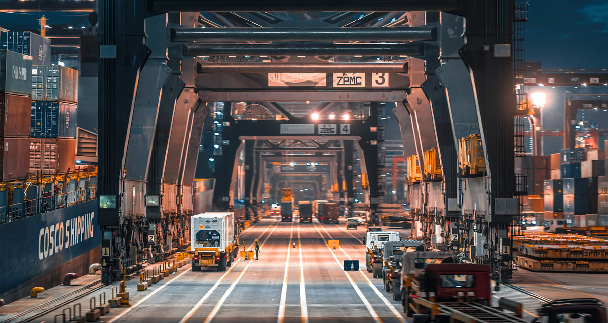 Container terminal at night